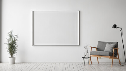 blank frame at minimalist white room