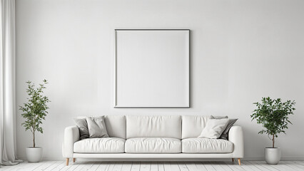 blank frame at minimalist white room