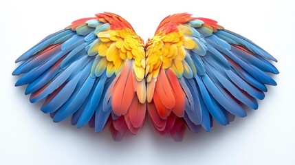 Obraz premium Colorful Parrot Feathers in Wing Shape Generative AI