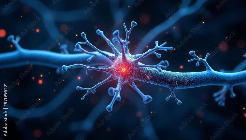 Poster neural network in action a vibrant illustration of a neuron