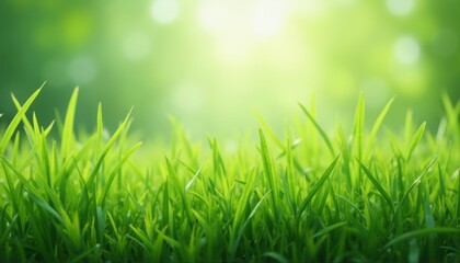Obraz premium Vibrant green field sunlit and serene