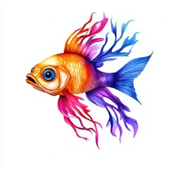 Fototapeta premium A vibrant, colorful fish illustration with flowing fins, ideal for artistic and aquatic themes.