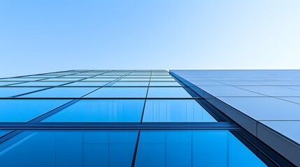 Obraz premium Modern Glass and Metal Facade of a Tall Building