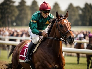 Rider on horse during a racing competition