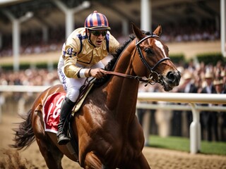 Rider on horse during a racing competition