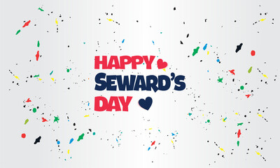 Happy Seward's Day Stylish Text  with US flag , illustration Design