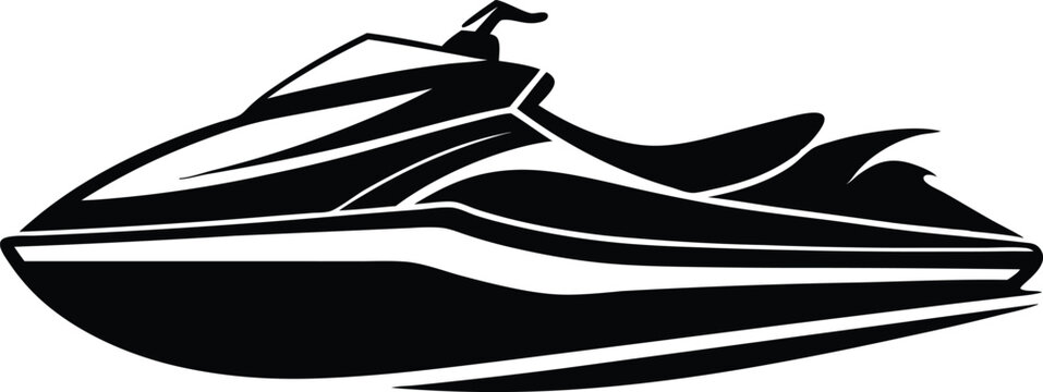 recommend clip art: Jet ski silhouette Vector Icon, Illustration on black and white background.