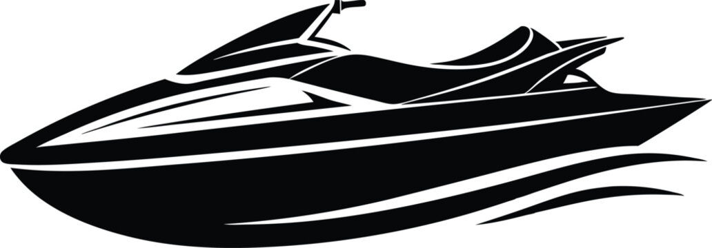 recommend clip art: Jet ski silhouette Vector Icon, Illustration on black and white background.