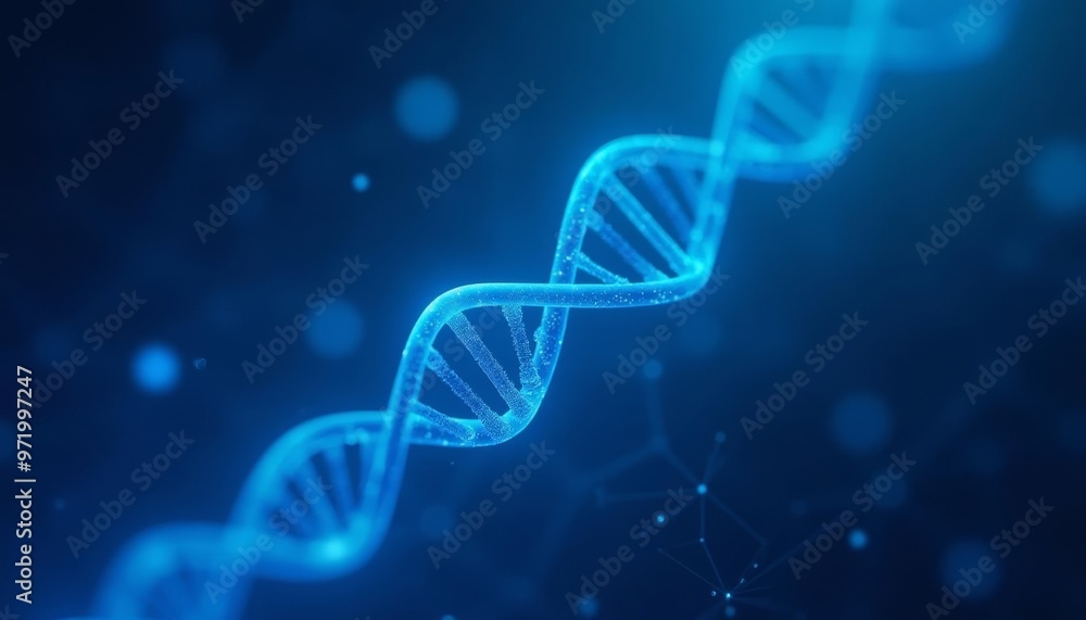 Poster exploring the blueprint of life dna structure in a digital universe