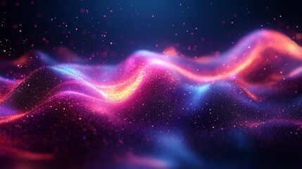 Obraz premium Colorful Particle Waves in Motion Generative AI
