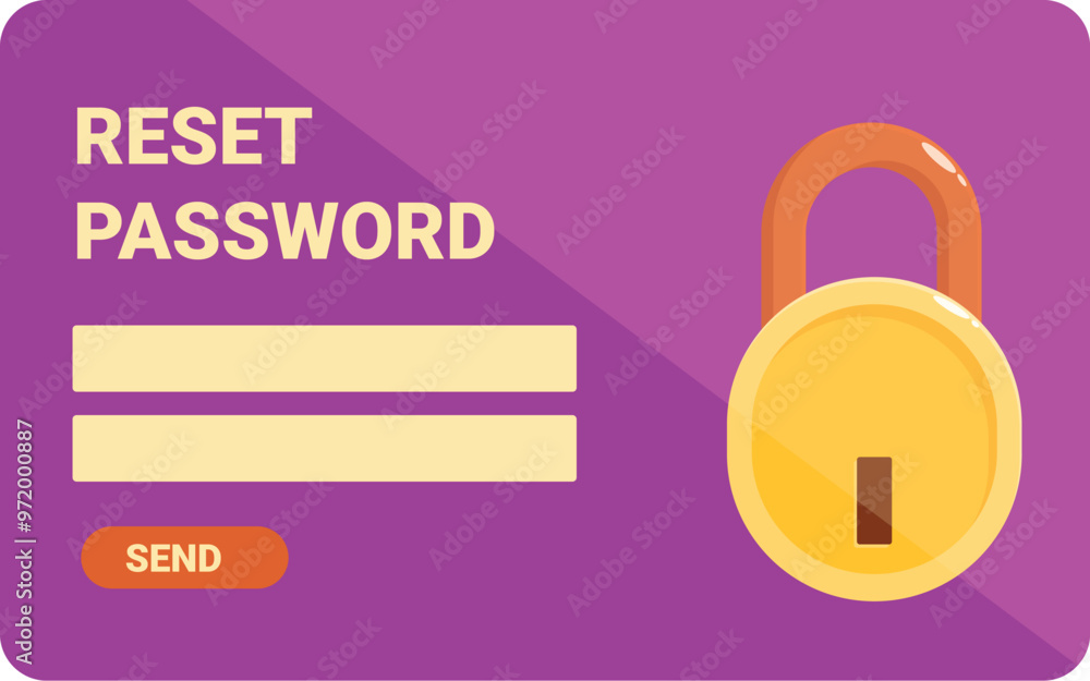 Poster online form allowing user to reset password with padlock icon showing cybersecurity