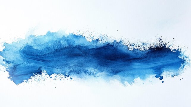 Blue Watercolor Brush Stroke on White Background Generative AI