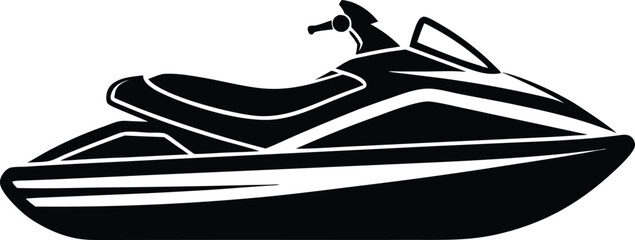 Jet ski silhouette Vector Icon, Illustration on black and white background.