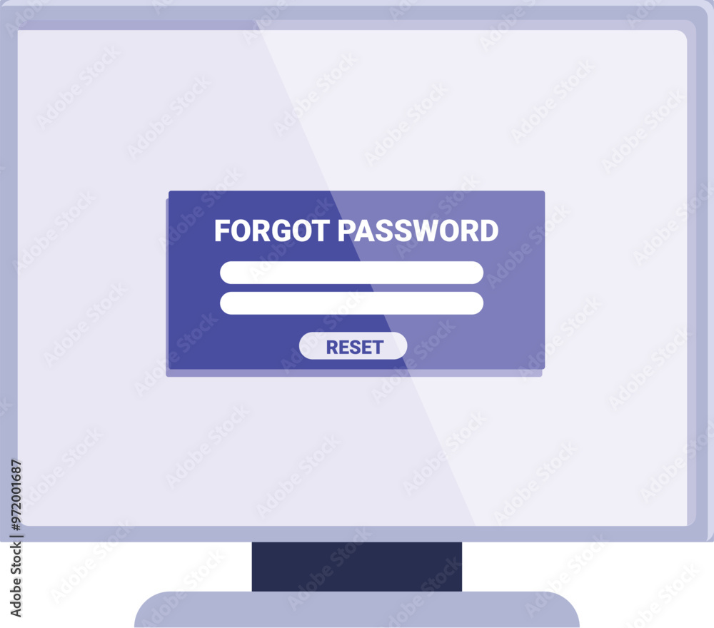 Poster computer screen displaying a forgot password notification, prompting the user to reset their account