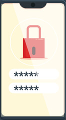 Smartphone displaying password protected login screen with padlock icon, emphasizing mobile security concept