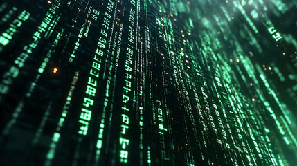 Abstract digital code flowing down a screen.