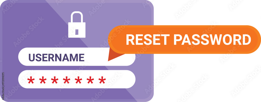 Poster reset password form with username and password fields is showing the concept of cybersecurity