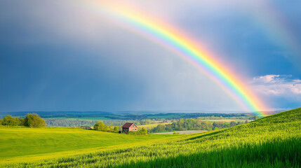 rainbow over green field