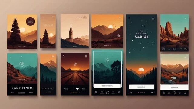 set of cards with background