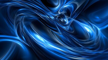 Abstract Blue Swirling Fractal Art Background