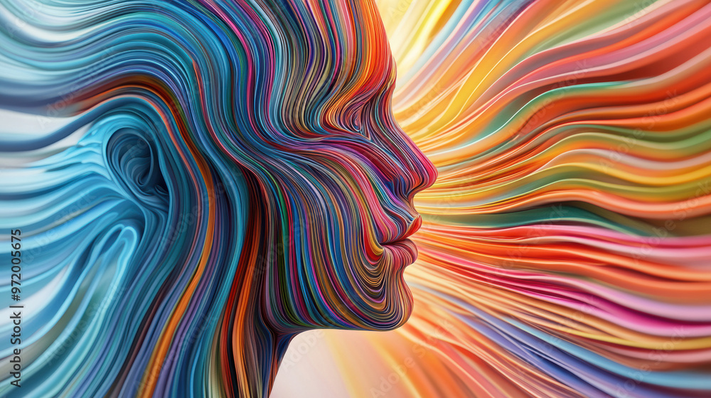 Aufkleber colorful abstract head filled with swirling lines, representing creativity and emotion. vibrant hues