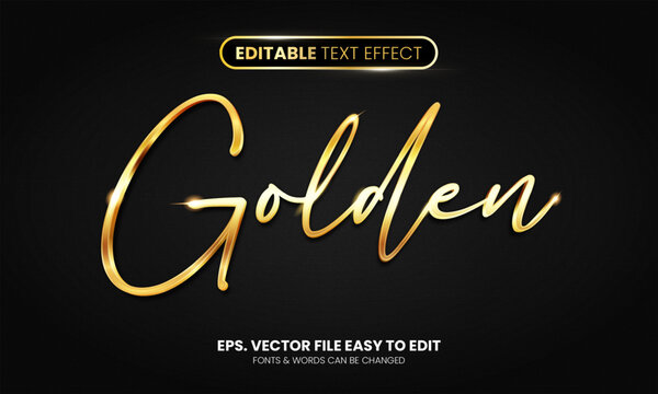 Golden script editable text effect, elegant gold style