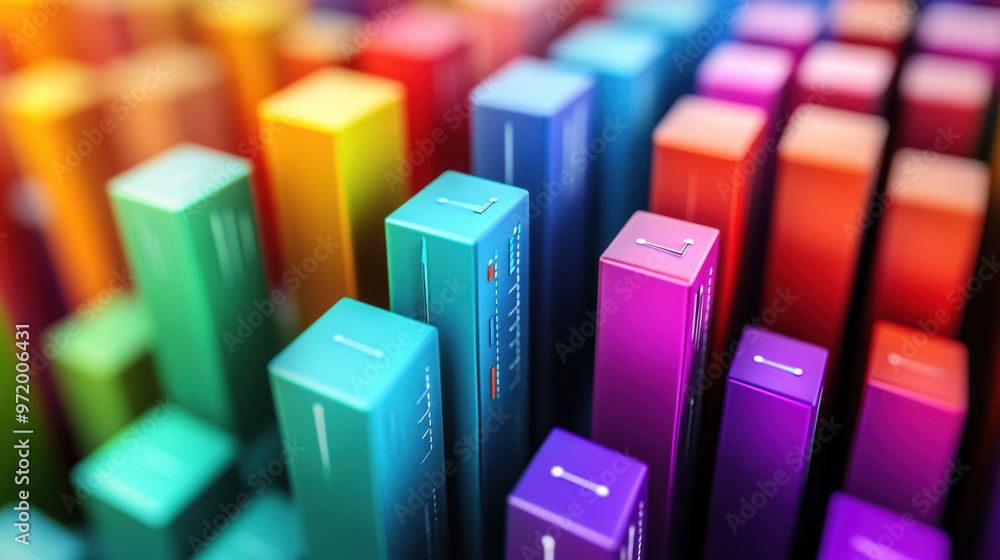 Poster colorful bars representing data visualization create vibrant and dynamic business concept. this imag