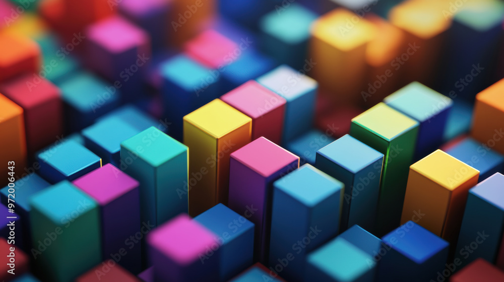 Poster colorful blocks create vibrant and dynamic visual representation of creativity and innovation. this 