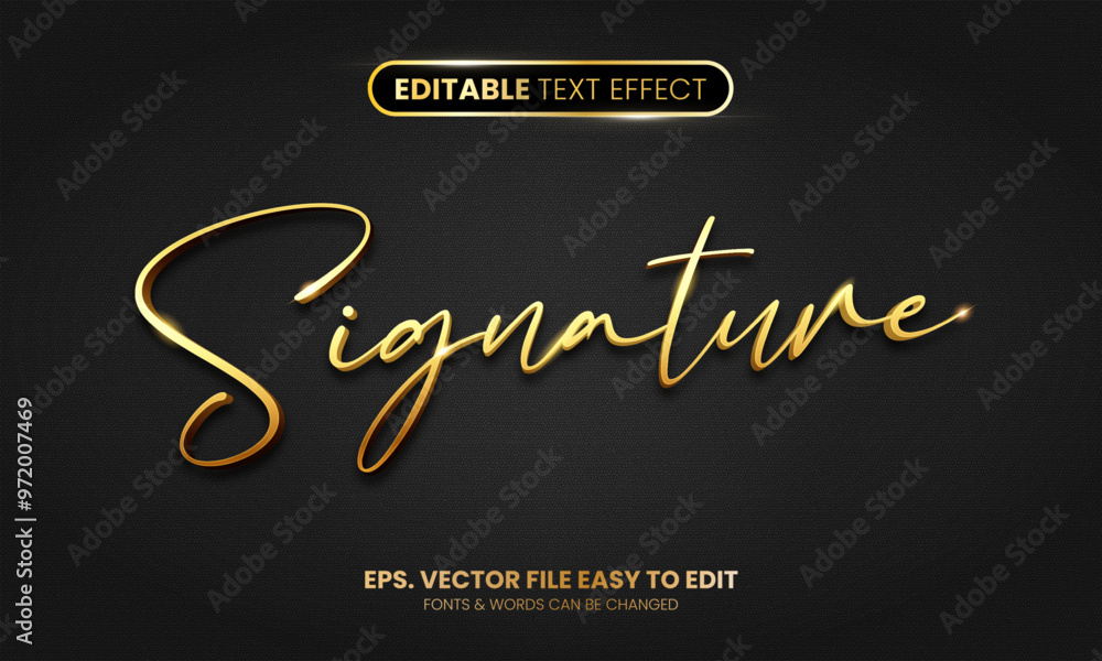 Wall mural luxury gold script editable text effect, elegant gold style