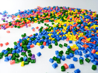 plastic masterbatch, colorful polymer masterbatch type cold cutting raw material granular, isolated...