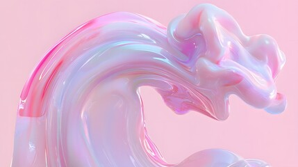 Abstract Pink and Blue Iridescent Liquid Wave Background