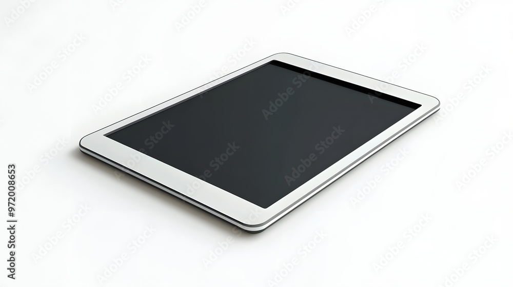 Poster 79. a realistic 3d render of a modern electronic tablet with a sleek case, isolated on a pristine wh