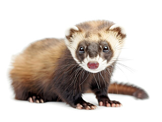 ferret lying on white background