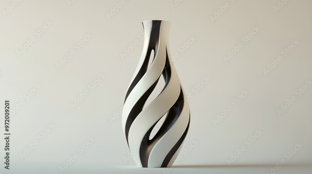 Poster 82. a realistic 3d render of a contemporary floor vase with abstract design, isolated on a pristine 