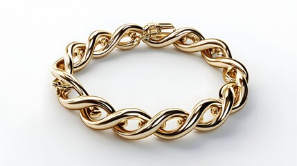 Obraz premium 89. A detailed 3D render of a classic gold bracelet with intricate links, isolated on a pristine white background