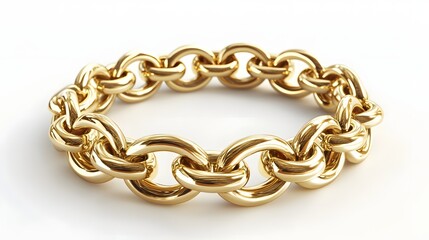Obraz premium 89. A detailed 3D render of a classic gold bracelet with intricate links, isolated on a pristine white background