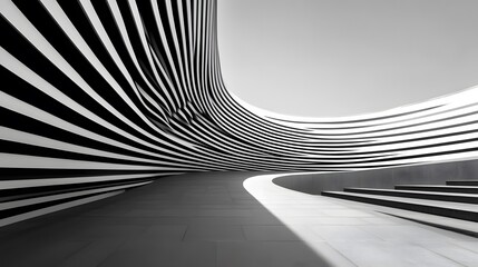 Modern Architecture with Curved Lines and Geometric Patterns