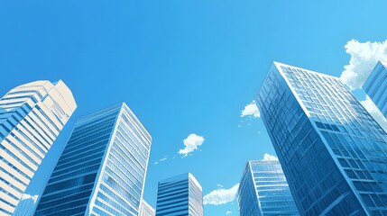 Obraz premium Low Angle View of Modern Skyscrapers Against Blue Sky