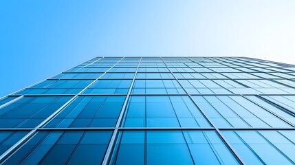 Fototapeta premium A Low Angle View of a Modern Glass Building Facade
