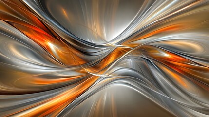 Abstract Orange and Grey Swirling Lines Digital Art Background