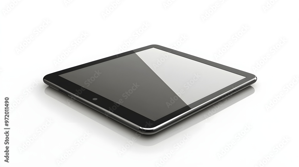 Poster 96. a lifelike 3d render of a sleek tablet with a high-resolution screen, isolated on a pristine whi