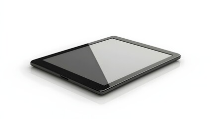 96. A lifelike 3D render of a sleek tablet with a high-resolution screen, isolated on a pristine white background