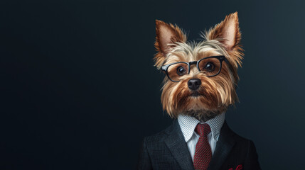 Fototapeta premium Dog in Suit and Glasses