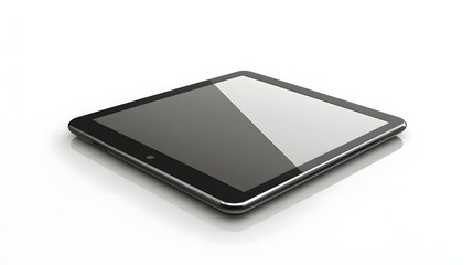 96. A lifelike 3D render of a sleek tablet with a high-resolution screen, isolated on a pristine white background
