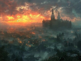 Fototapeta premium Mythical and Ethereal Landscape with Mystical Elements and Enchanted Aura