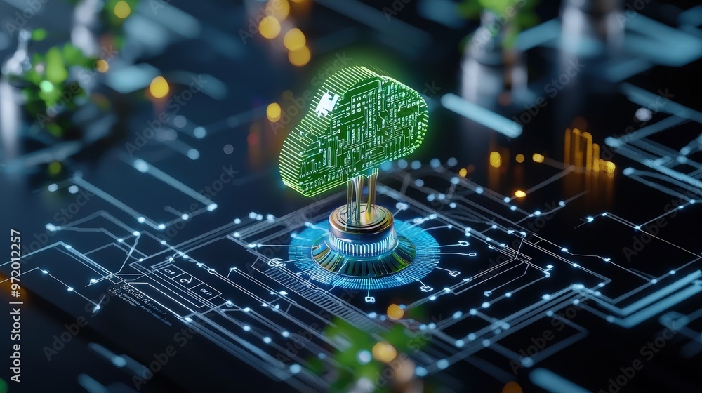Poster artificial intelligence analyzing green energy data for esg reports