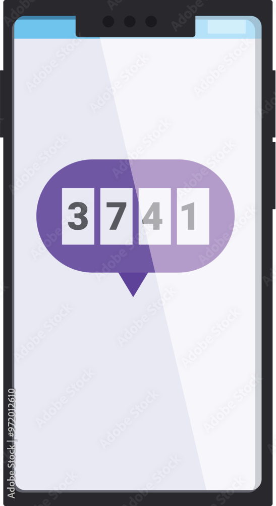 Poster modern smartphone displaying one time password for secure login, concept of two factor authenticatio