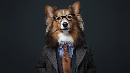 Obraz premium Dog in Suit and Glasses