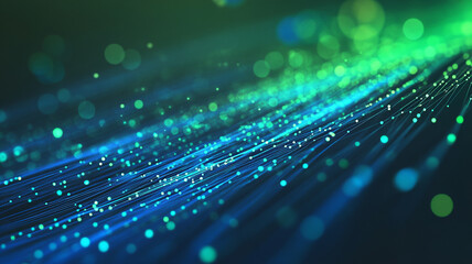 Obraz premium Vibrant abstract illustration depicting flowing lines and glowing particles in a digital landscape