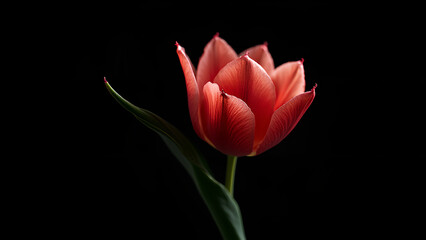 Fototapeta premium Create a pitch dark wallpaper of a flower with black background